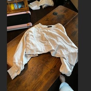 White Long Sleeve Cropped Hoodie (Size M)